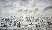 willem van de velde  the younger The Battle of Terheide, 10 August 1653: episode from the First Anglo-Dutch War painting